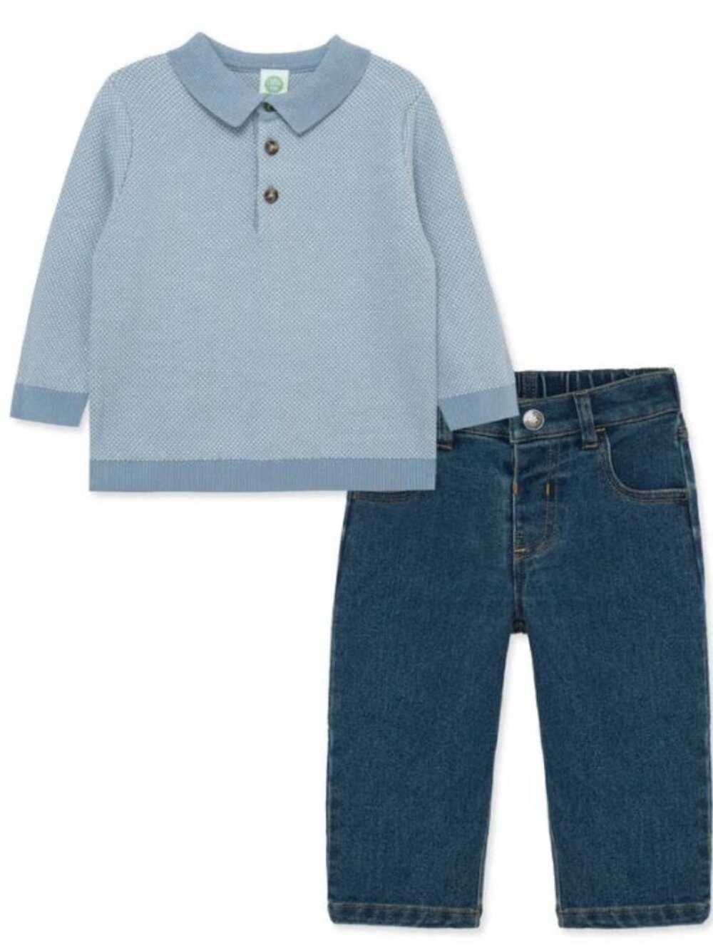 NEW! Little Me- Polo Pant Set in Blue Size 12 Months Jean and Collar Shirt